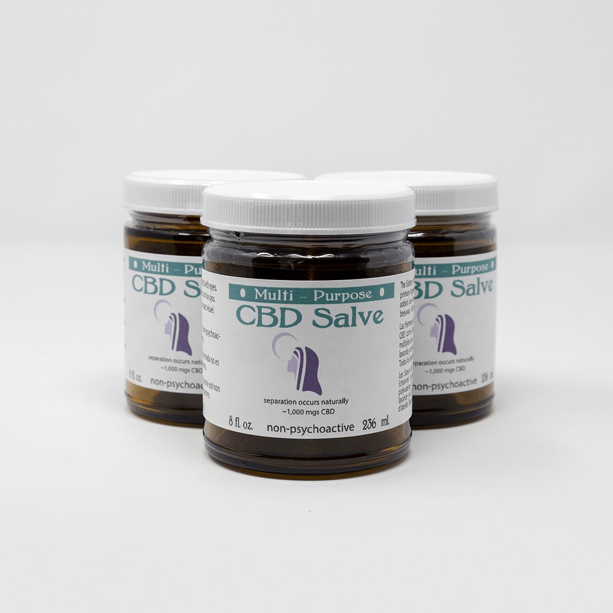 12 x 8oz - CBD Topical Salve jars with ~1,000 mg CBD, multi-purpose non-psychoactive topical cream