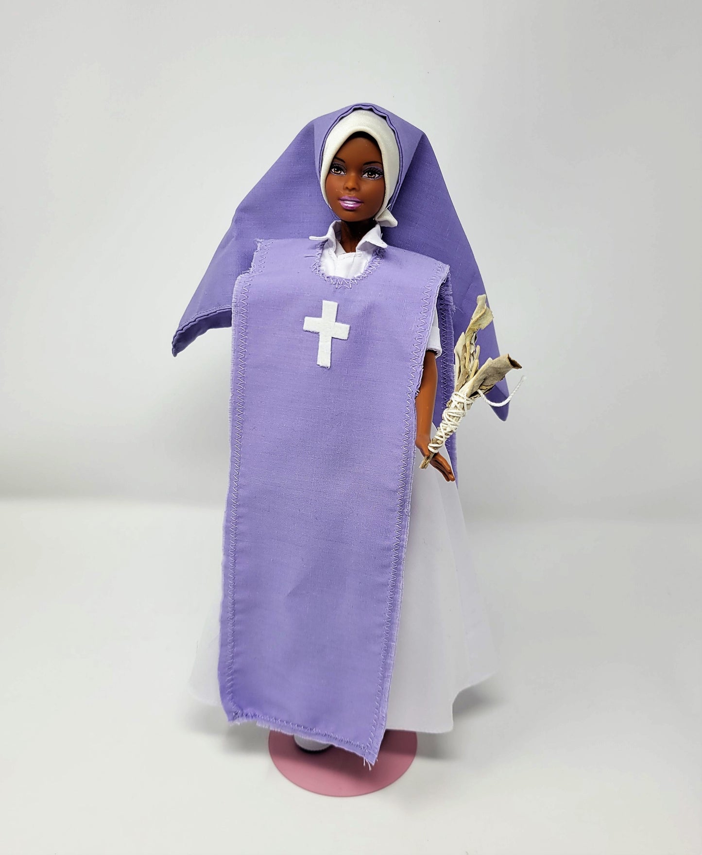 Spiritual Nun Doll with Sage Bundle